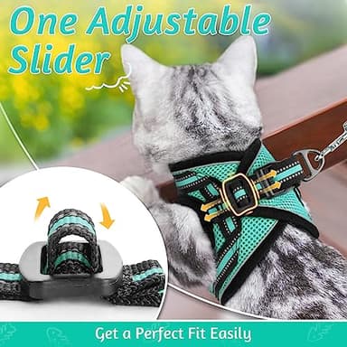 rabbitgoo Cat Harness and Leash Set for Walking Escape Proof, Adjustable Soft Kittens Vest with Reflective Strip for Cats, Comfortable Outdoor Vest,Green,S - Image 4