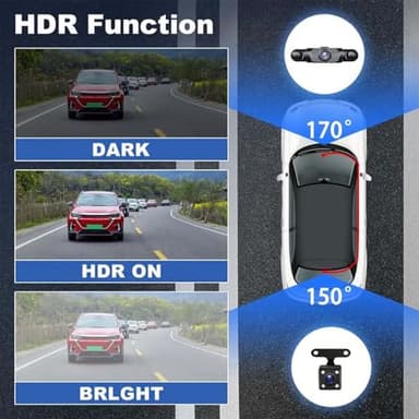 Sakerplus Full View Car Dashcam System,360° 4 Channel Dash,1080P Full HD Recording, Infrared Night Vision, 64GB SD Card, G-Sensor, Loop Recording, Plug-in Power for Taxi, Fleet,Family Vehicles (128G) - Image 7