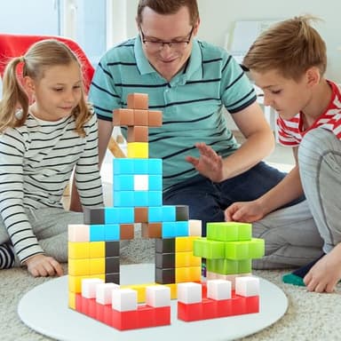 PicassoTiles 108pcs 1” Magnetic Puzzle Cubes Magnet Toys Preschool Construction Building Block Set Sensory Toy Early Education STEM Learning Come with Ideabook for Children Age 3+ Boy Girl PMC108 - Image 2