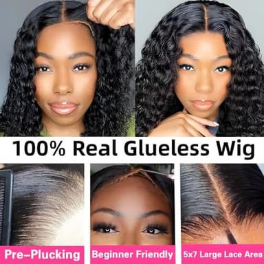 Jenniferita 7x5 Glueless Wigs Human Hair Pre Plucked 200% Density Wear and Go Deep Wave Wig Human Hair HD Lace Closure Wigs Human Hair Lace Front Wig 28 Inch for Black Women - Image 2