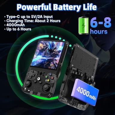 R36 Max Retro Handheld Game Console, Video Game Console with 64G Built-in 18000+ Games, 4000mAh Rechargeable, Support 30+ Simulators, Linux System, 4.0 Inch IPS Screen Portable Pocket Arcade, Black - Image 4