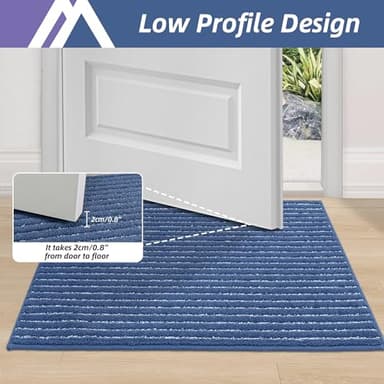 COSY HOMEER Indoor Door Mat Floor Mats Dirt Trapper Wet Shoes and Paws, Front Door Outside Entry Welcome Outdoor Entrance Dog Cat Mat, Anti Slip Washable, 20"x32",Blue - Image 3