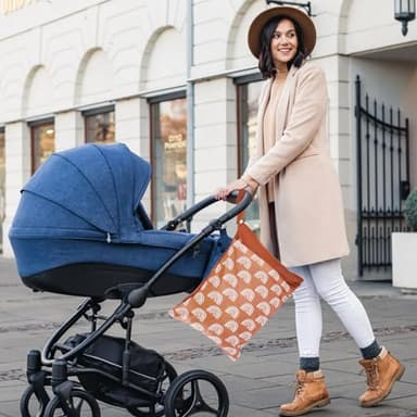 2 Pack Wet Dry Bags for Baby Diapers&Breast Pump Parts, Waterproof Reusable Wet Bag with Two Zipper Pockets, Beach Pool Gym Bag Stroller Yoga Toiletries Daycare Organizer, 11.8 inch x 15.7inch(Brown) - Image 2