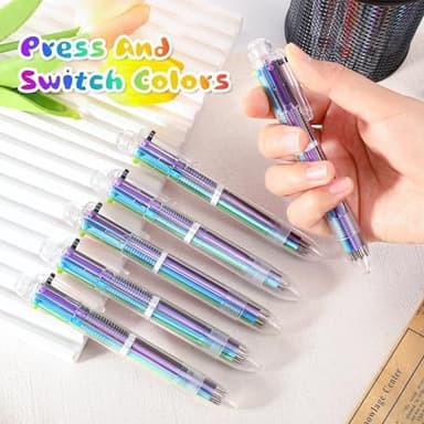 30 PCS 6-in-1 Multicolor Ballpoint Pens 0.5mm Party Favors 6 Colors Retractable Multicolor Pen for Office School Supplies Kids Students Children Birthday Party Favors Gifts Fun Pens (30 - Image 4