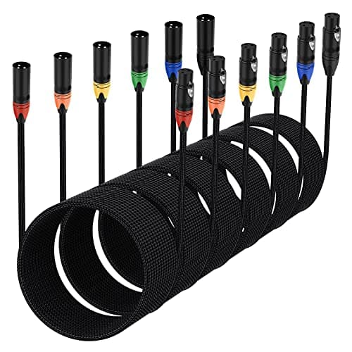 Anewbig XLR Cables 25ft 6 Pack - Male to Female Braided Shielded Microphone Cable, 3-Pin Copper Conductors XLR Speaker Cords for Microphone, Mixer, DMX & PA Systems(Colorful) - Image 1