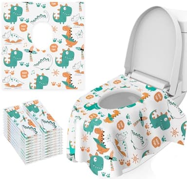 HONGTEYA Toilet Seat Covers, 20 PCS Extra Large Individually Wrapped Waterproof Disposable Toilet Seat Cover for Toddler Potty Training, Public Restrooms, Road - Image 1
