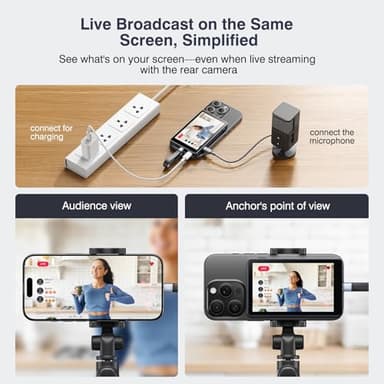 Vlog Selfie Monitor Screen, Magnetic Phone Vlog Selfie Monitor Screen 4K 60fps Bluetooth Remote, Back Camera Monitor for Vlog Live Stream TikTok, Compatible with iPhone & Android - Image 4