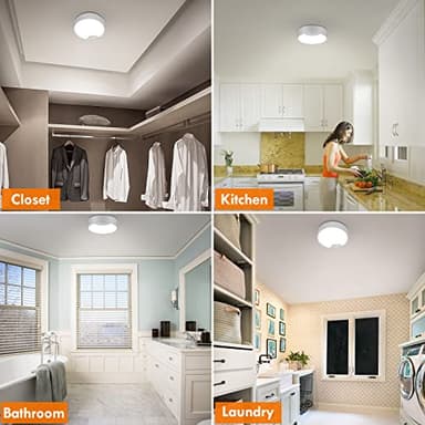 Alivation Motion Sensor Ceiling Light Battery Operated Light Fixture, 120 LED Closet Light Motion Activated, Battery Powered Wireless Lights for Wall Laundry Garage Bathroom Shower Porch Shed 400 LM - Image 3