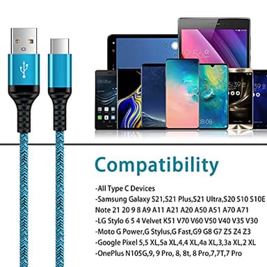 C Charger Cord Fast Charging USB Type C Cable Android Charger Cables 6FT 2Pack for Samsung Galaxy S25 S24 S23 S22 S21 S20 Ultra S20+ Note 20 10 S10 S9 Plus A12 A11 A52 Google Pixel 6 5 4 4a 3a XL - Image 7