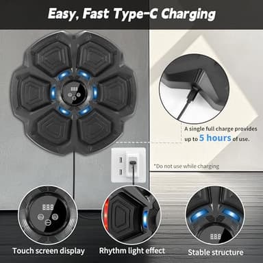 Music Boxing Machine, Music Punching Machine for Adults Kids, Interactive Boxing Target Wall Mounted with Gloves, Gift for Family Friends Large Size - Image 4