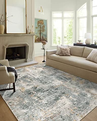 Lahome Washable 5x7 Area Rugs for Living Room, Grey Neutral Modern Abstract Rug for Bedroom Non Slip, Soft Contemporary Low Pile Indoor Carpet for Dorm Guest Dining Room Table Apartment - Image 8