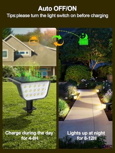 OUGELEE Solar Spot Lights Outdoor, Ultra Bright Solar Garden Lights Warm White, IP68 Waterproof Landscape Spotlights, 800LM 2700K for Yard Garden Wall Driveway, 8 Pack - Image 5