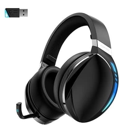 KOFIRE UG-06 Wireless Gaming Headset, 2.4GHz Bluetooth Gaming Headphones with Noise Cancelling Microphone for PS5, PS4, PC, Switch, Mac, RGB Light, Blackwhite - Image 4