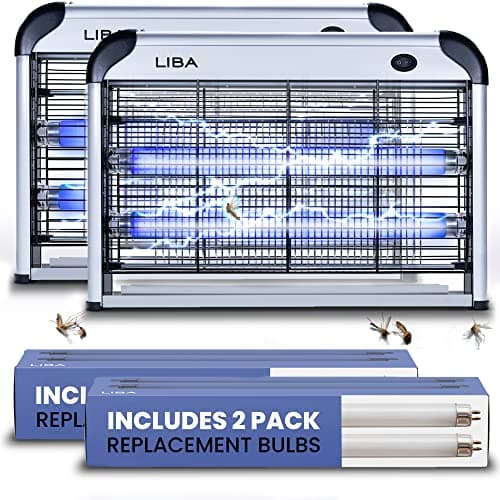 LiBa Electric Bug Zapper (2-Pack) Indoor Insect Killer - (4) Extra Replacement Bulbs - Fly, Mosquito Killer and Repellent - Lightweight, Powerful 2800V Grid, Easy-to-Clean, Removable Washable Tray. - Image 1