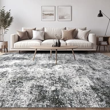 Area Rug Living Room Rugs - 8x10 Large Soft Indoor Neutral Modern Abstract Low Pile Washable Rug Carpet for Bedroom Dining Room Farmhouse Home Office - Grey - Image 6