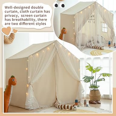 Kids Play Tent with Padded Mat, Kids Tents Large Princess Castle Pompoms Play House Indoor Playhouse Tent for Girl Bed Tents - Image 4