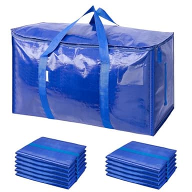 TICONN 12 Pack Extra Large Moving Bags with Zippers & Carrying Handles, Heavy-Duty Storage Tote Moving Boxes for Space Saving - Image 1