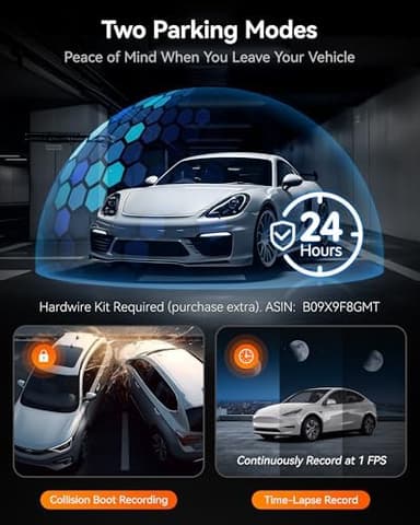 WOLFBOX i07 3 Channel Dash Cam Built-in WiFi GPS, 4K Dash Camera Front and Inside, 1440P+1080P+1080P Triple Car Camera with 3" LCD Screen, 32GB Card Included, IR Night Vision, 24H Parking Mode - Image 6