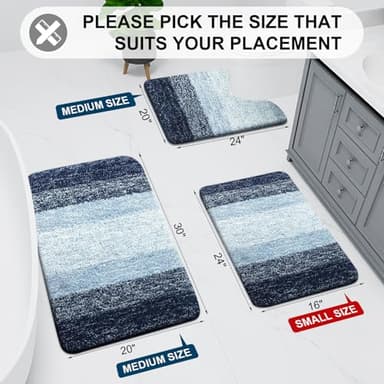 Arotive Microfiber Bathroom Rugs, Shaggy Soft and Absorbent Bath Rug, Non-Slip, Thick Plush Machine Washable Dry Bath Mats for Bathroom, Tub and Shower, 36x24, Dark Blue - Image 2