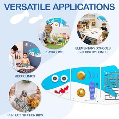 Monläurd® Shark Montessori Busy Board, Sensory Board, Educational Toys, Sensory Wall Panel, Wall Toys, Daycare Furniture, Playroom Furniture, Learning Toys, Boys and Girls 6 M+ - Image 3