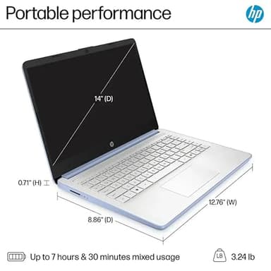 HP 2025 New Student Business Laptop, Intel N150 CPU(Beats N4120), 14 Inch LED, 16GB RAM, 384GB Storage(128GB UFS+256GB MSD), Wi-Fi 6, Copilot AI, Office Pro Lifetime, Windows 11 Pro, Sky Blue, w/Mouse - Image 5