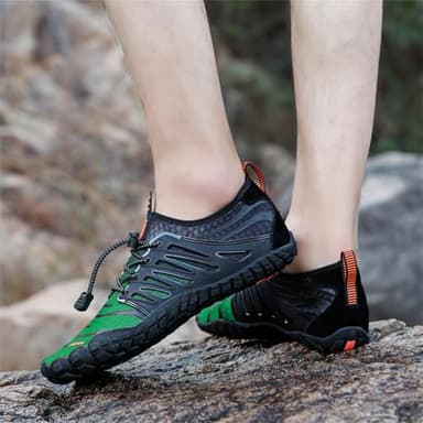 UBFEN Water Shoes Aqua Swim Shoes Mens Womens Beach Sports Quick Dry Barefoot for Boating Fishing Diving Surfing Black Dark Green Color Size US 10 Women 8.5 Men - Image 7