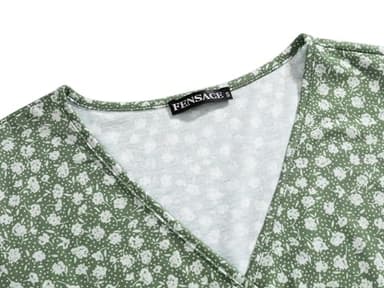 FENSACE Women's Casual Dresses Fit and Flare Green Floral Dress(Floral-32,Large) - Image 5