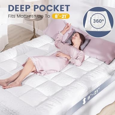 Mattress Topper King Size, Dual Layer 3 Inch Pillow Top Mattress Topper, 1 Inch Cooling Pillow Topper and 2 Inch Gel Memory Foam Bed Mattress Topper for Back Pain & Comfort Sleep - Image 5