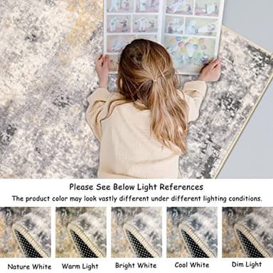 Lahome Washable 5x7 Area Rugs for Living Room, Grey Neutral Modern Abstract Rug for Bedroom Non Slip, Soft Contemporary Low Pile Indoor Carpet for Dorm Guest Dining Room Table Apartment - Image 4