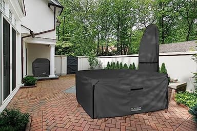 ULTCOVER 600D Tough Canvas Heavy Duty Square Patio Table and Chair Cover - Waterproof Outdoor General Purpose Furniture Covers 106 inch, Black - Image 6