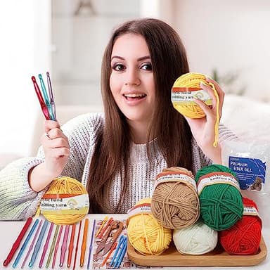 XSEINO Crochet Kit Beginners Crochet Hooks Set with Crochet Yarn,102PCS Premium Crochet Set, Accessories Kit, Crochet Bag and Lot More Crochet Supplies - Image 6