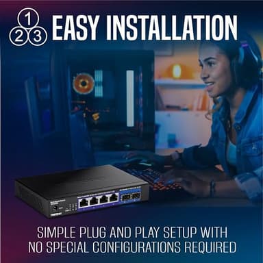 TRENDnet 6-Port Unmanaged Multi-Gig Switch, 4 x 2.5GBASE-T Ports, 2 x 10G SFP+ Ports Fanless, Compact Desktop Design, Metal Housing, Network Ethernet Switch, Lifetime Protection, Black, TEG-S562 - Image 3