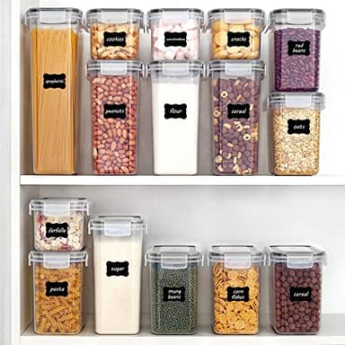 Airtight Food Storage Containers with Lids, Vtopmart 24 pcs Plastic Kitchen and Pantry Organization Canisters for Cereal, Dry Food, Flour and Sugar, BPA Free, Includes 24 Labels,Black - Image 4