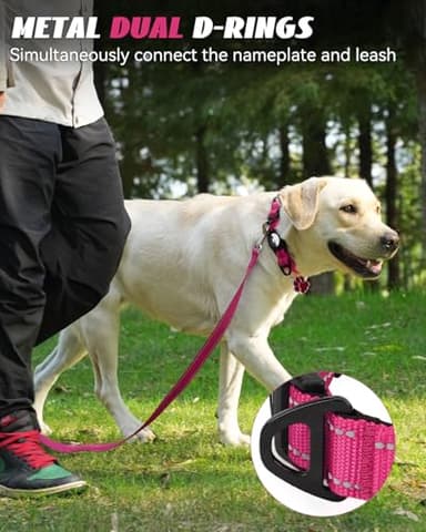 Joytale Airtag Dog Collar, Reflective Pet Collar with Waterproof AirTag Holder, Dual D-Rings, Soft Padded Adjustable for Extra Small and Puppy Dogs, Hotpink, XS - Image 4