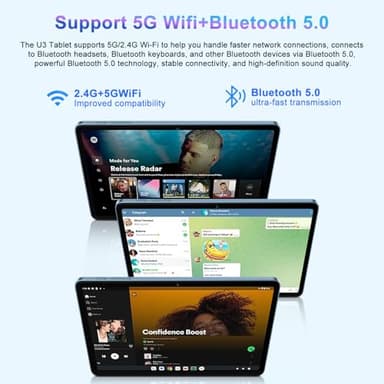 Tablet Android 14 Tablets 10.1 inch with 22GB+128GB/1TB Expandable, Octa-Core, 8000mAh, Support Widevine L1, Android Tablet with Keyboard Mouse - Metal Blue - Image 5