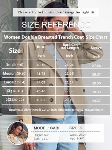 Saodimallsu Women Crop Double Breasted Trench Coat Raglan Sleeve Work Office Cropped Jacket With Pockets - Image 6