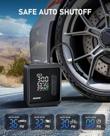 NUSTE Tire Inflator Portable Air Compressor, 150PSI Cordless Air Pump for Car Tires, 3X Faster Battery & 12V DC Dual Power Electric Bike Pump with Pressure Gauge, for Car Bicycle Ball and More - Image 3