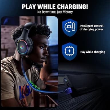 Wireless Gaming Headsets for Ps5 Ps4 PC, 2.4GHz USB & Type-C Gaming Headphones, 40H+ Hrs & 7.1 Surround Sound with Noise Canceling Microphone for Switch Phone - Image 7