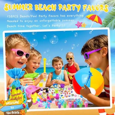Pool Party Favors and Beach Party Favors,158PCS Summer Pool Toys for Kids, Undersea theme decoration, Including Beach Balls, Sunglasses, Bubble Wands, Stamp and Crystal Shells for Kids Ages 4-8 8-12 - Image 6