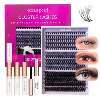 Ocean Pearl Lash Clusters 320pcs 11-20mm Lash Clusters Kit 40D+50D+100D Eyelashes, Lash Extension Kit, Lashes Clusters Eyelash Extensions Kit,Eyelash Clusters with Lash Bond&Seal&Lash Remover&Tweezers - Image 2