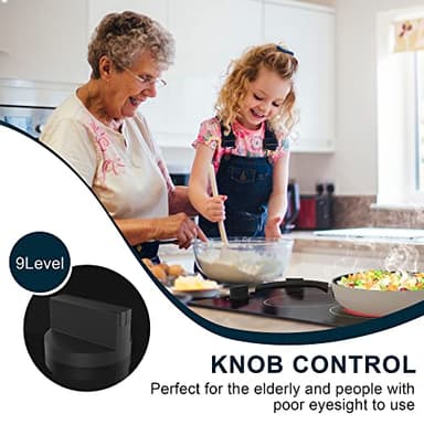 Karinear 110v Electric Cooktop 2 Burners, 12'' Electric Stove Top with Plug in, Knob Control Countertop & Built-in Ceramic Cooktop, 9 Heating Level, Hot Warning, Over-Temperature Protection - Image 6