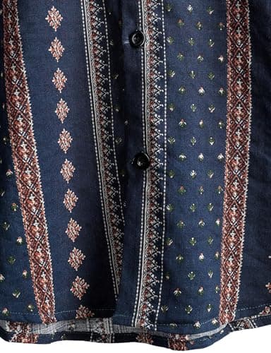 VATPAVE Mens Casual Hawaiian Floral Shirts Short Sleeve Button Down Tropical Shirts Beach Summer Shirts Medium Navy Blue - Image 5