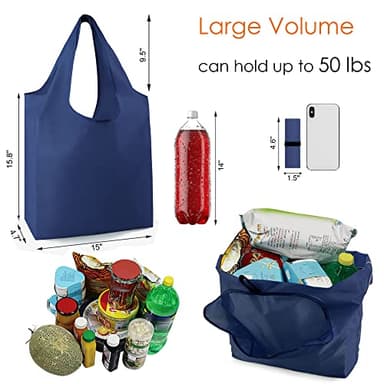 BeeGreen 12 Pack Bulk Reusable Grocery Bags Multicolor Durable Machine Washable Grocery Bags for Shopping X-Large 50LBS Heavy Duty Folding Reusable Bags Totes with Zipper Storage Bag - Image 2