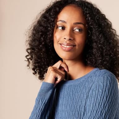 Amazon Essentials Women's Lightweight Long-Sleeve Cable Crewneck Sweater (Available in Plus Size), Blue Heather, Small - Image 4