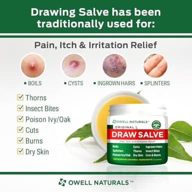 OWELL Naturals Drawing Salve Ointment for ingrown Hair, Boil & Cyst, Splinter Remover, Bug Spider Bites, bee Sting, Mosquito bite Itch, Poison Ivy, Flare, Hangnail - Image 2