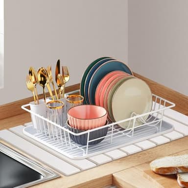 Oxydrily Stone Drying Mat for Kitchen Counter, Large Stone Dish Drying Mat Foldable, Absorbent Diatomaceous Earth Bath Mat Quick Dry for Kitchen Dishes Bottles Cups Bathroom Any Countertop 23" x 15.3" - Image 5
