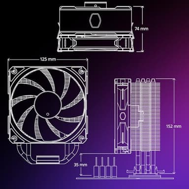 Cooler Master Hyper 212 Pro aRGB CPU Air Cooler, SickleFlow Edge 120 PWM Fan, Composite 4 Copper Heat Pipes, 152mm Tall, Sleek Top Cover, AMD Ryzen AM5|AM4, Intel LGA 1851|1700 Brackets - Image 11