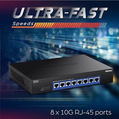 TRENDnet 8-Port 10G Switch, TEG-S708, 8 x 10G RJ-45 Ports, 160Gbps Switching Capacity Rack mountable, Ethernet Splitter, NDAA & TAA Compliant, Lifetime Protection, Black - Image 7
