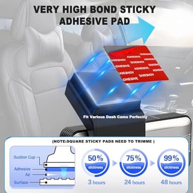 ILKCC Very High Bond Sticky Adhesive Pad for Dash Cam Windshield, 4Pcs 2.83" Square Heat-Resistant Double-Sided Replacement Sticker for Dashcam Car Mount, Glue Strip Tape for Suction Cup Phone Holder - Image 6