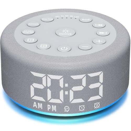 White Noise Sound Machine Alarm Clock Brown Noise Machine Night Light with Dual Alarms Backup Battery 30 Sleeping Sounds for Baby Kids Adults 32 Level Volume 5 Timers 15 Wake Up Sounds Memory Function - Image 1